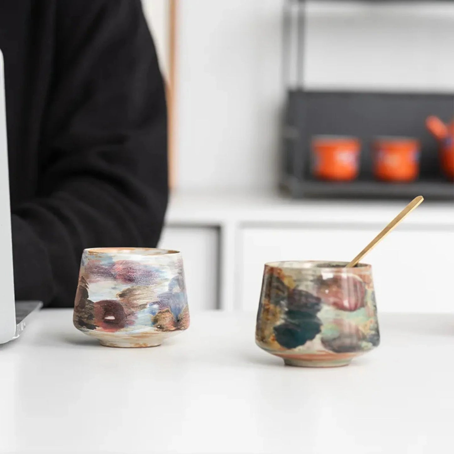 Rosette 6-Piece Ceramic Latte Cup Set - Image 2