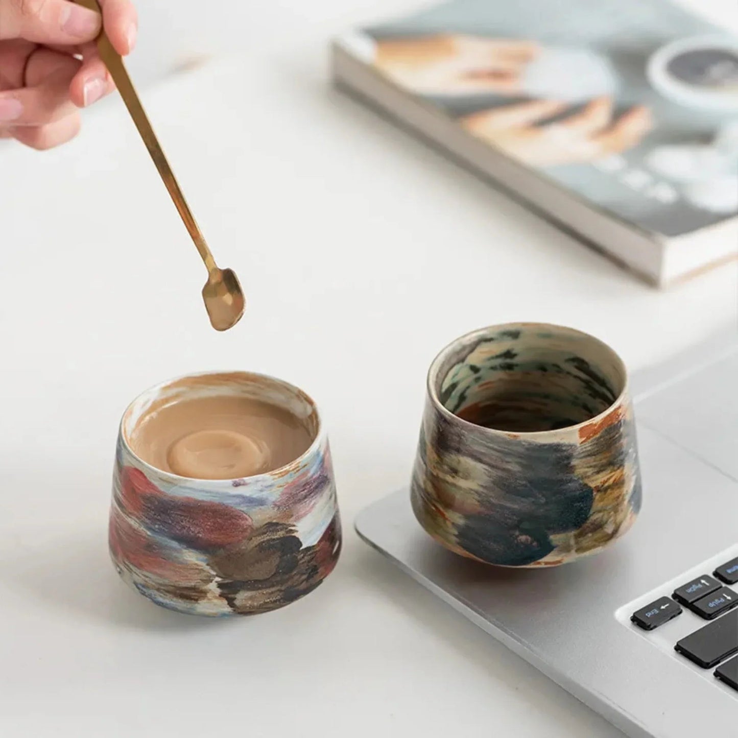 Rosette 6-Piece Ceramic Latte Cup Set