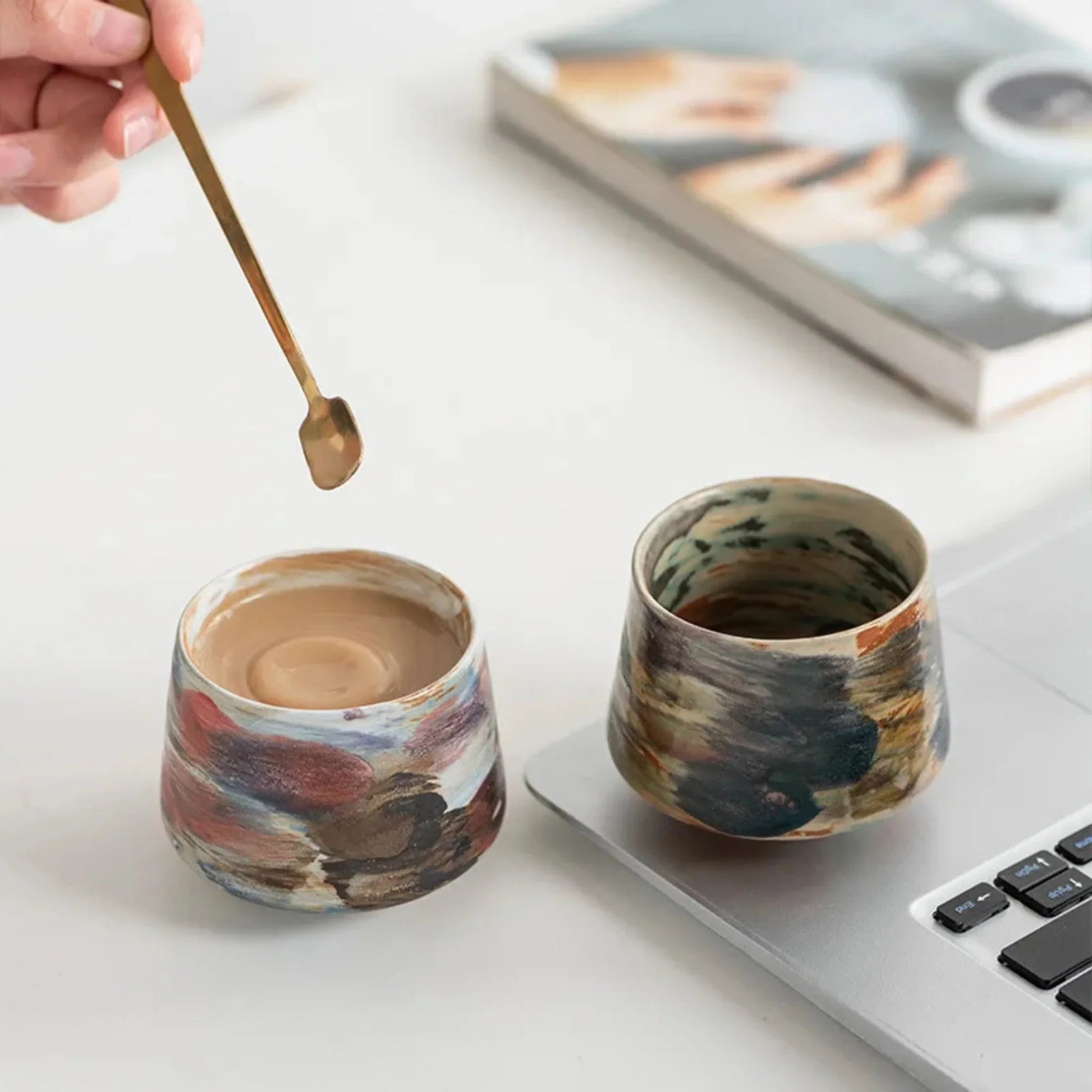 Rosette 6-Piece Ceramic Latte Cup Set