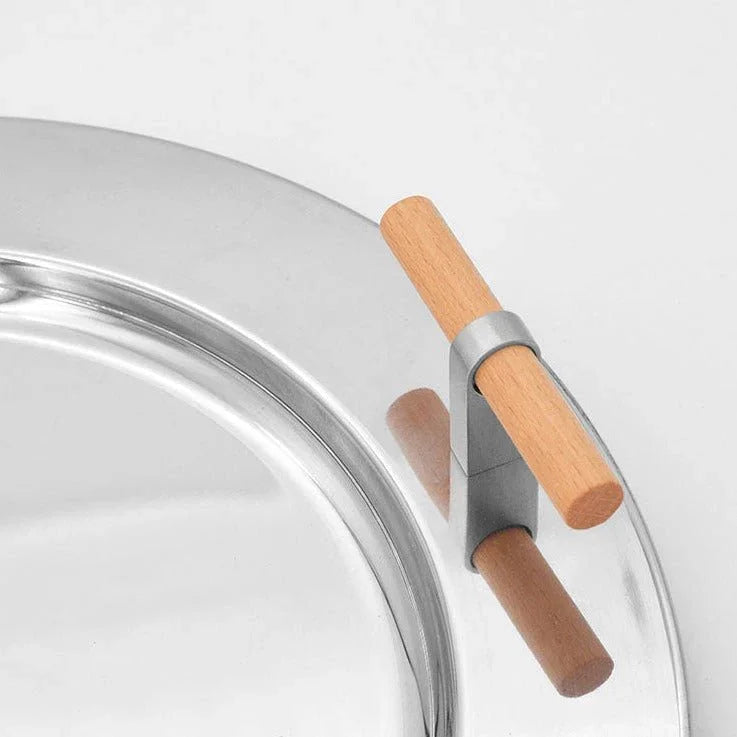 Round Steel Serving Tray with Wooden Handles - Image 15