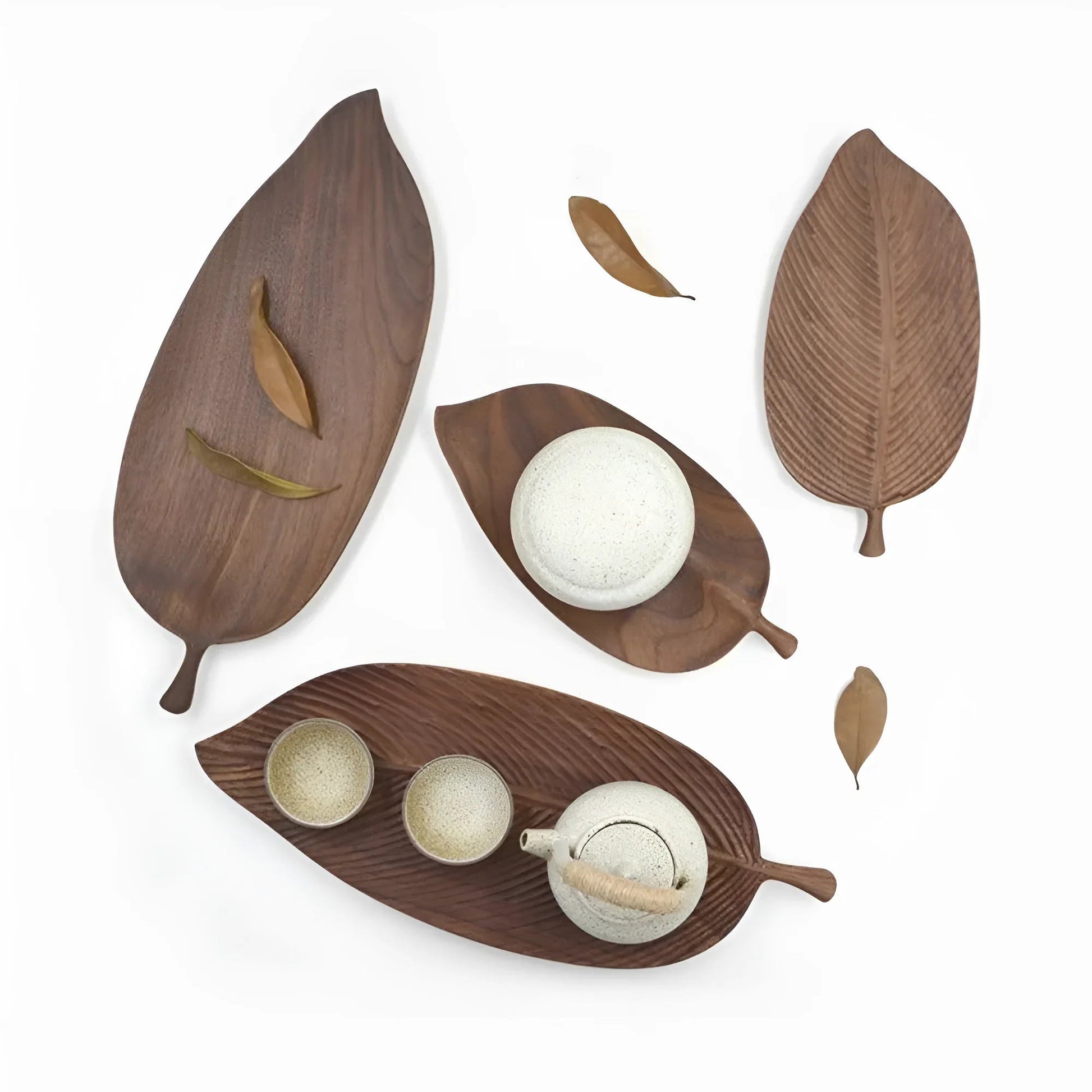 Rustic Leaf Wooden Serving Tray - Image 6