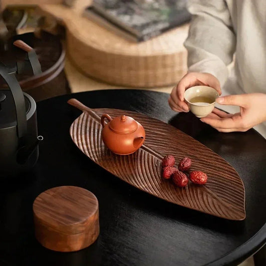 Rustic Leaf Wooden Serving Tray